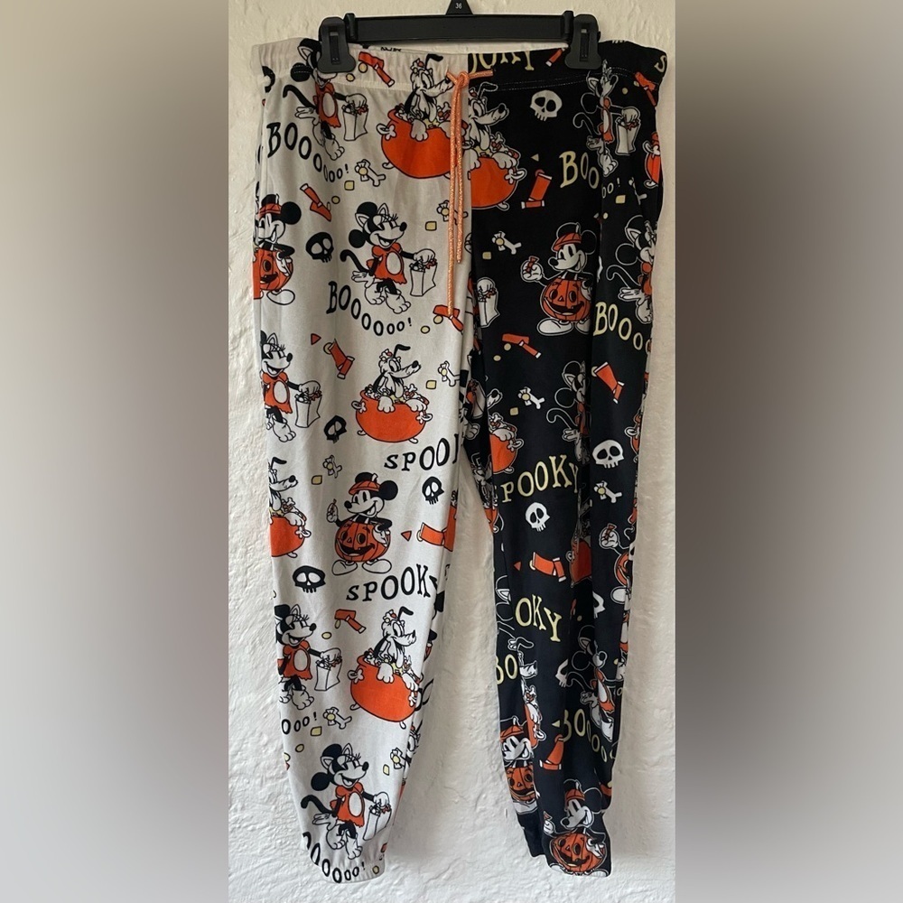 DISNEY MICKEY MOUSE Spooky Halloween Women’s Pajama Lounge Pocket Pants Size L
